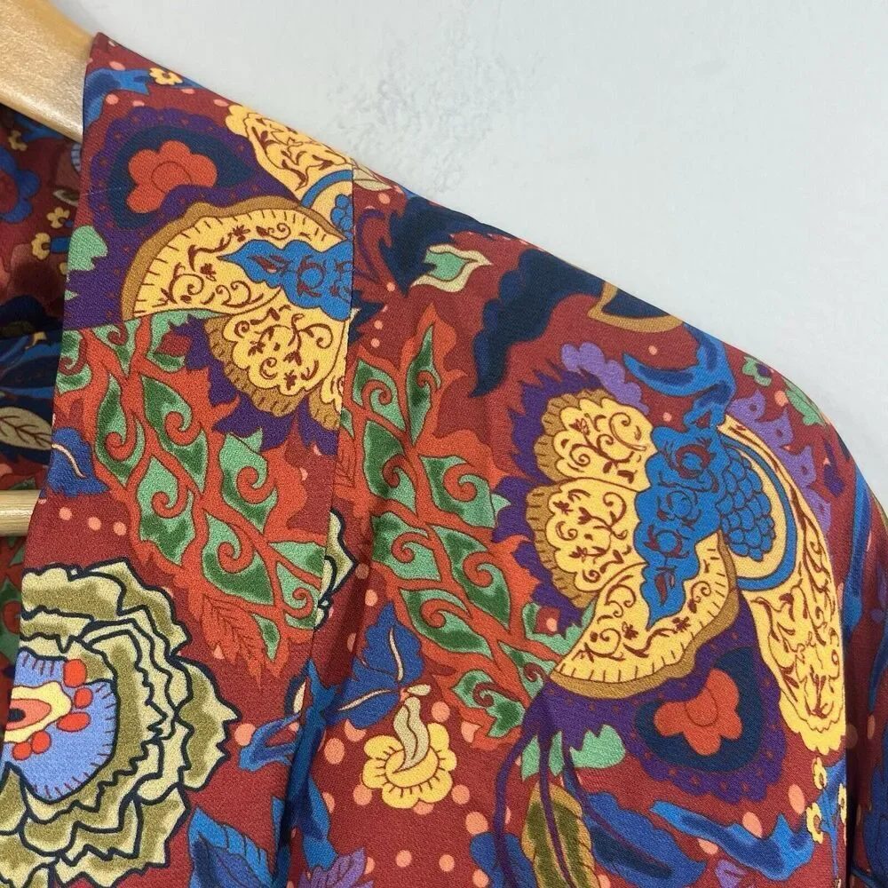 Elizabeth & James Drew Open Front Kimono Size M Rust Floral - Picture 3 of 12